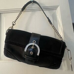 Vintage Coach Satin & Suede Shoulder Bag